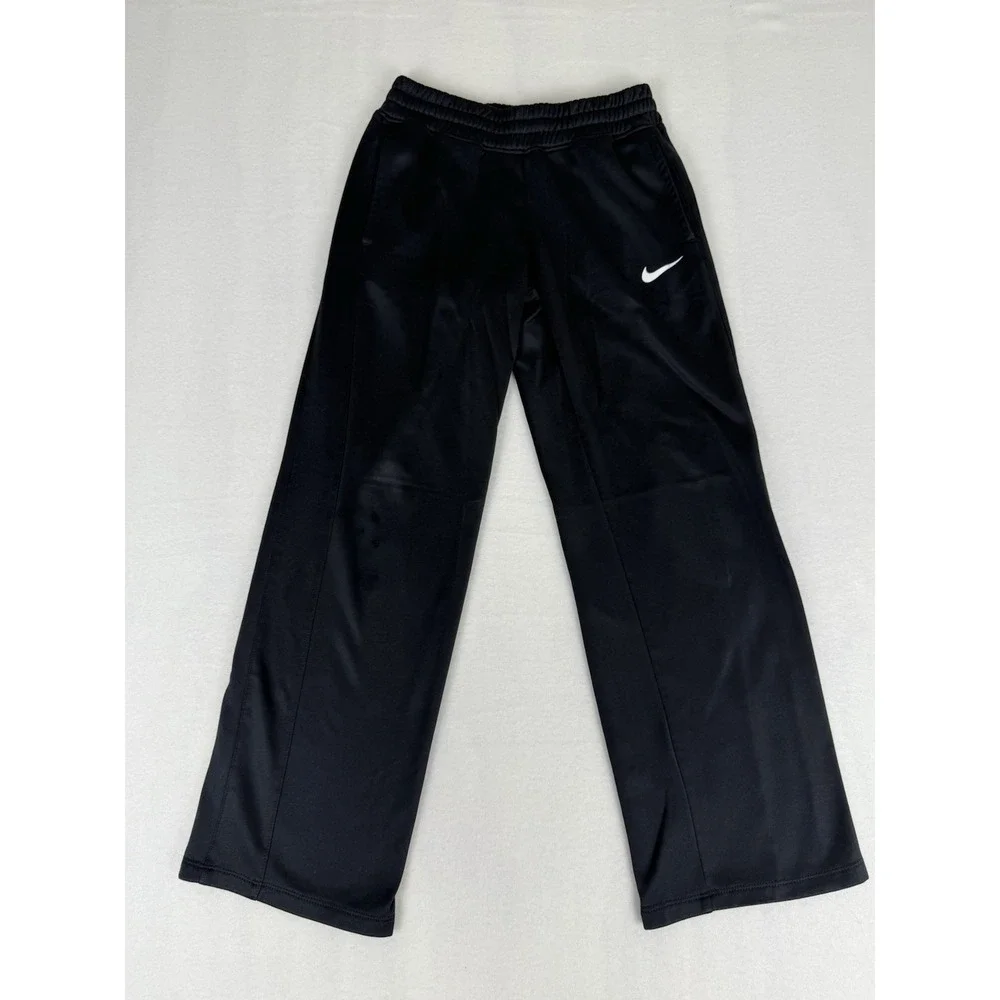 Nike Track Pants Boys Sz Medium Black Therma Fit Lined Athletic Activewear *Flaw